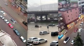 Karadeniz Ereğliyi, karla karışık sağanak yağmur ve fırtına felç etti..